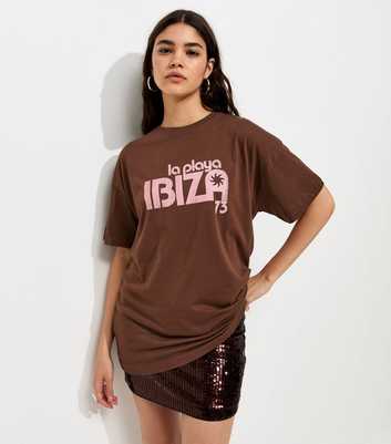 Dark Brown Ibiza Oversized T-Shirt
