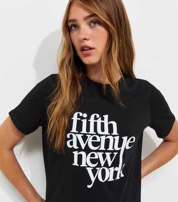 Black Cotton Fifth Avenue Relaxed T-Shirt