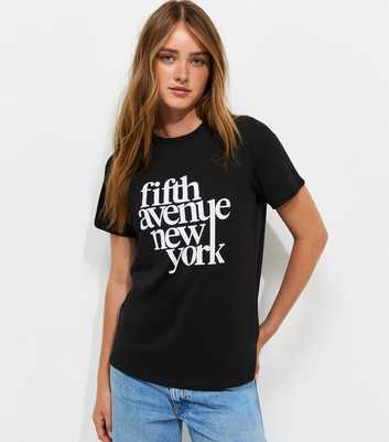 Black Cotton Fifth Avenue Relaxed T-Shirt