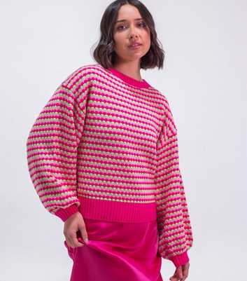 Sunshine Soul Multicolour Geometric Stripe Knitted Jumper