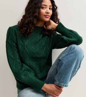 Sunshine Soul Dark Khaki Cable Knit Jumper