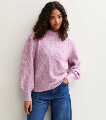 Sunshine Soul Light Purple Cable Knit Jumper