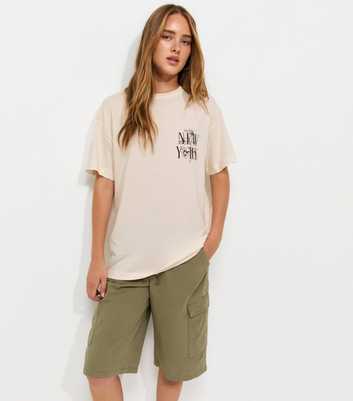Off White Cotton New York Logo Oversized T-Shirt