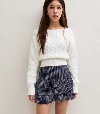 Girls Blue Polka Dot Print Rara Mini Skort