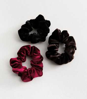 Pack Of 3 Dark Burgundy Velvet Scrunchies