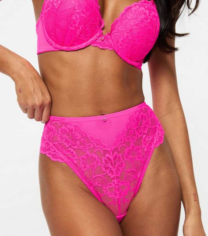Ann Summers Bright Pink Sexy Lace High Brazilian Knickers