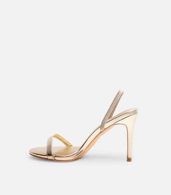 Public Desire Gold Barely Round Slingback Stiletto Sandals