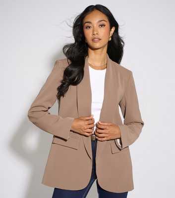 Gini London Light Brown Pinstripe Lined Blazer