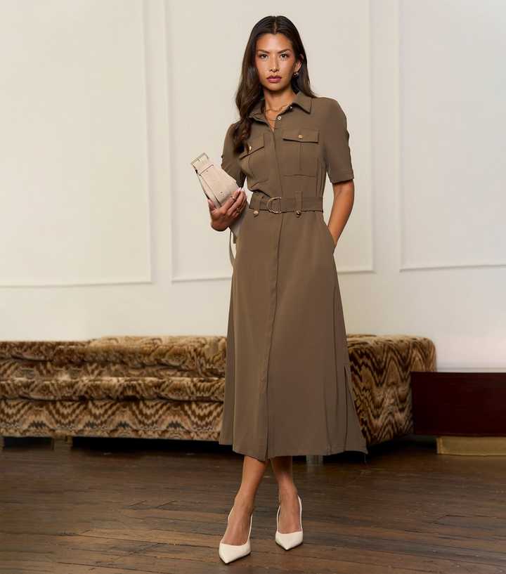 Gini London Green Utility Shirt Dress
