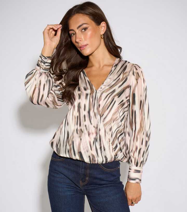 Gini London Off White Metallic Animal Print Blouse