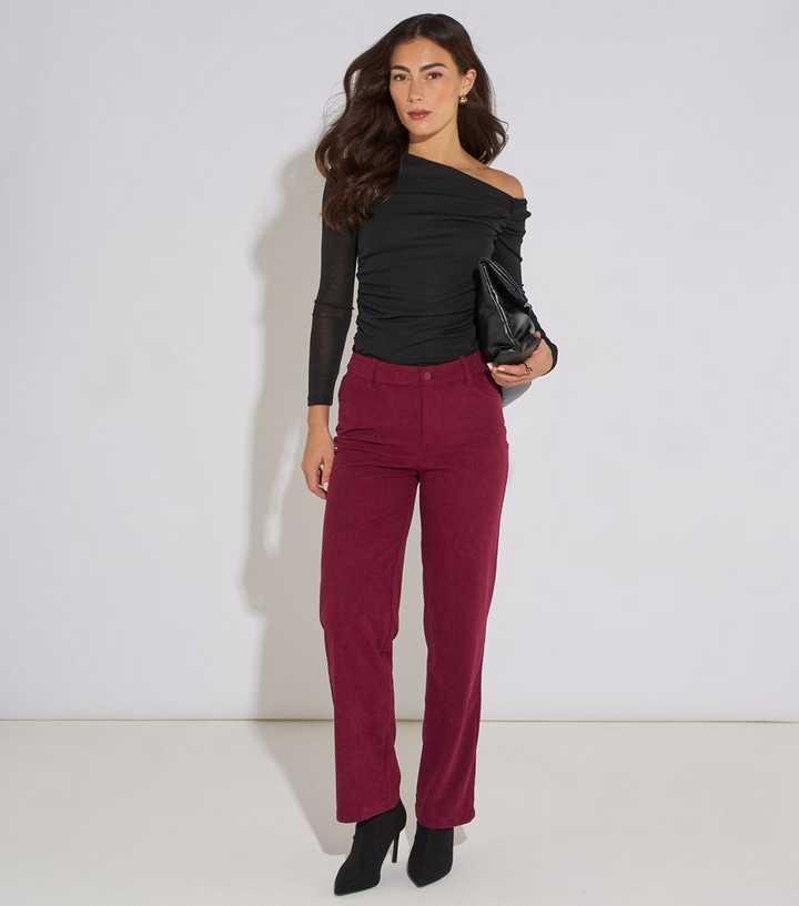 Gini London Dark Red Straight Leg Trousers