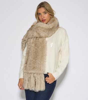 Gini London Off White Faux Fur Scarf