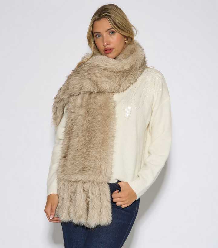 Gini London Off White Faux Fur Scarf