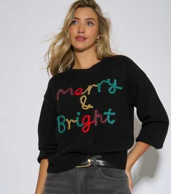 Gini London Black Merry & Bright Christmas Knitted Jumper