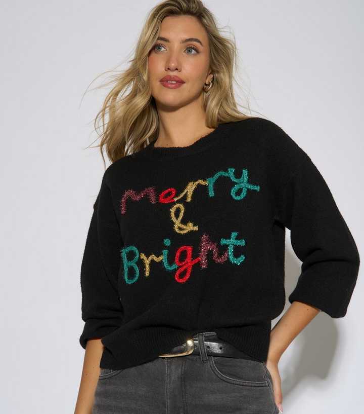 Gini London Black Merry & Bright Christmas Knitted Jumper