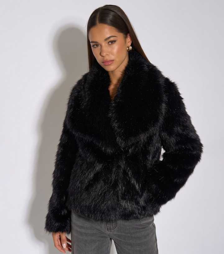 Gini London Black Ombre Faux Fur Jacket