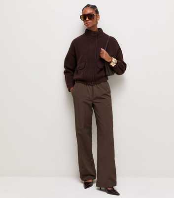 Dark Brown Windbreaker Wide Leg Trousers