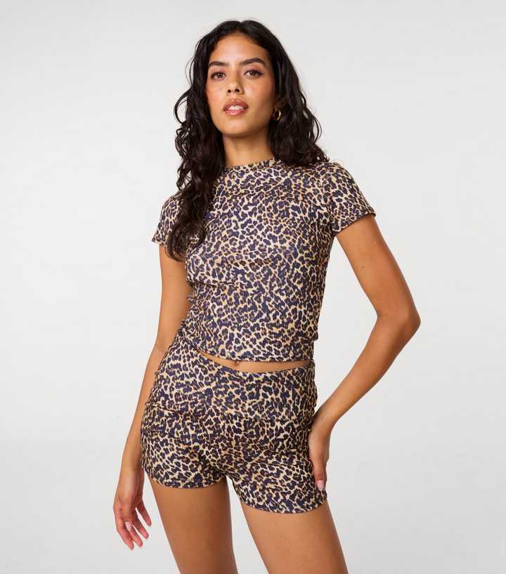 Pink Vanilla Brown Leopard Print Baby Tee T-Shirt