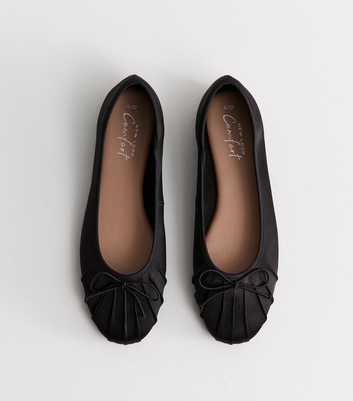 Black Satin Ruched Toe Ballet Pumps