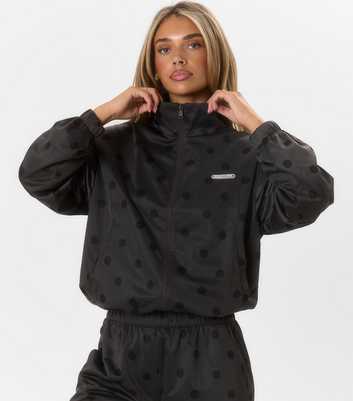 Peach:Fit Dark Grey Polka Dot Zip Through Jacket