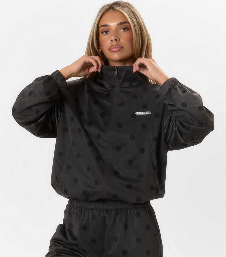 Peach:Fit Dark Grey Polka Dot Zip Through Jacket