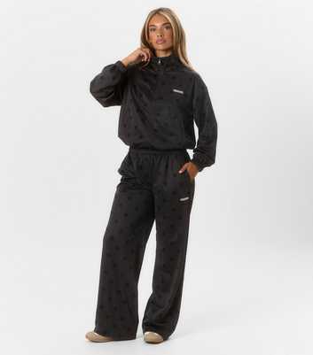 Peach:Fit Dark Grey Polka Dot Straight Leg Joggers