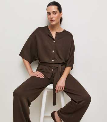 Dark Brown Soft Touch Batwing Belt Tie Cardigan