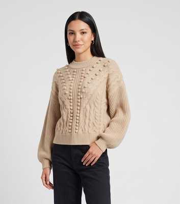 Gini London Oatmeal Chunky Knit Oversized Jumper