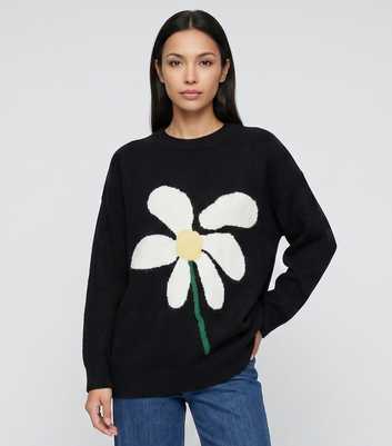 Gini London Black Flower Oversized Jumper