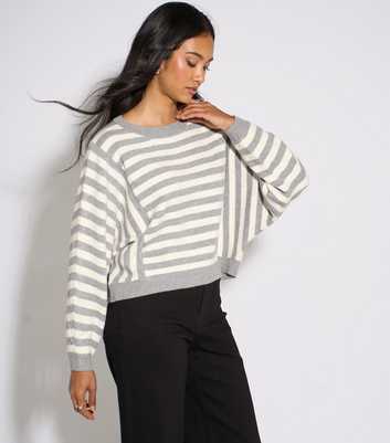 Gini London Grey Striped Long Sleeve Jumper