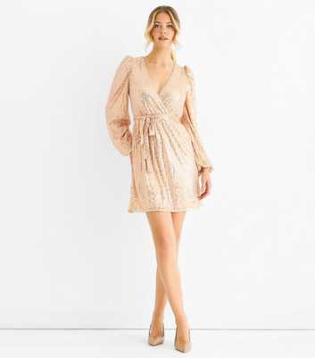 Gini London Gold Sequin V Neck Mini Dress