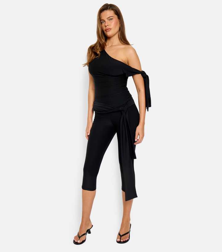 Public Desire Black Knot Detail Asymmetric Slinky Top