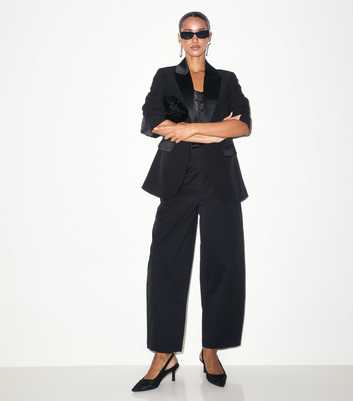 Black High Waisted Barrel Leg Trousers