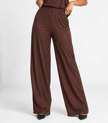 Arch Brown Wide Leg Flared Trousers