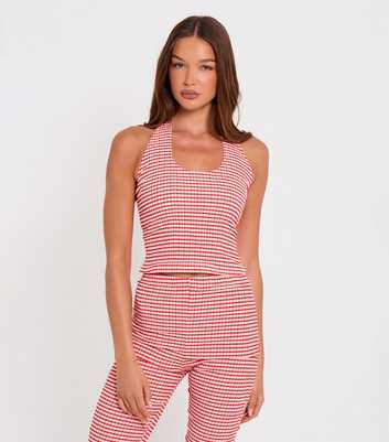 Public Desire Gingham Halter Neck Crop Top