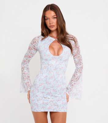 Public Desire Flare Long Sleeve Floral Mini Dress