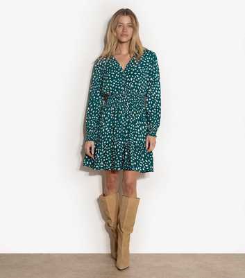 Apricot Blue Spot Ruffle Dress
