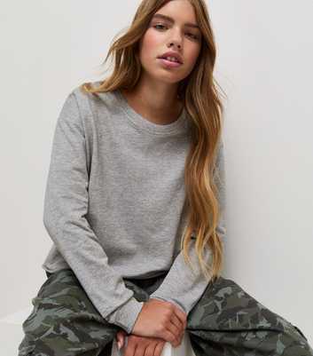 Girls Grey Cotton Rich Cropped Sweatshirt