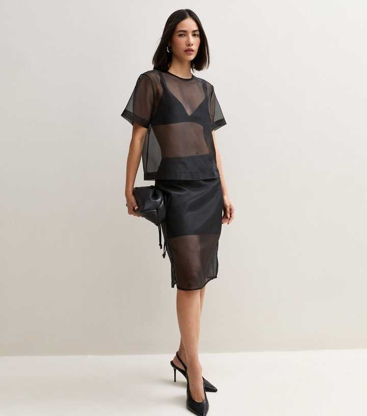 Black Sheer Organza T-Shirt
