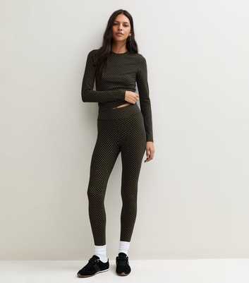 Black Cotton Rich Polka Dot High Waist Leggings