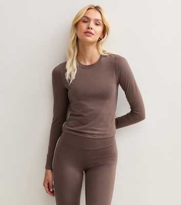 Brown Cotton Rich Side Stripe Long Sleeve Baby Tee