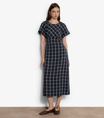 Apricot Navy Checked Midaxi Dress