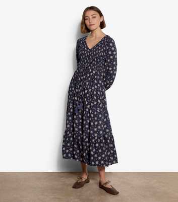 Apricot Navy Floral Midi Dress