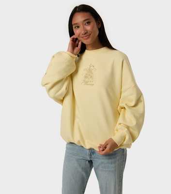 Skinnydip Light Yellow Disney Castle Embroidered Oversized Sweatshirt
