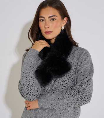 Gini London Black 2 Tone Faux Fur Stole