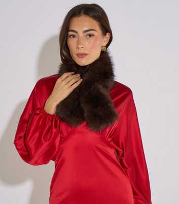 Gini London Dark Brown Two Tone Faux Fur Stole