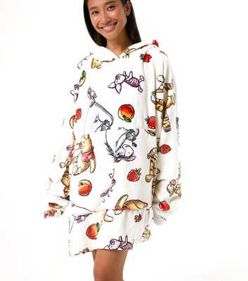 Skinnydip White Fleece Winnie The Pooh Print Blanket Hoodie