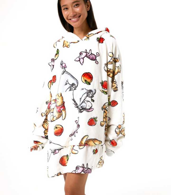 Skinnydip White Fleece Winnie The Pooh Print Blanket Hoodie