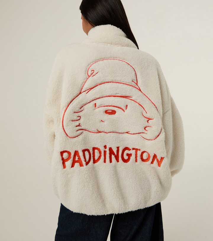 Skinnydip White Paddington Embroidered Fleece Jacket