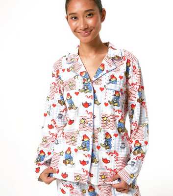 Skinnydip White Cotton Paddington Bear Print Shirt and Trousers Pyjama Set With Scrunchie